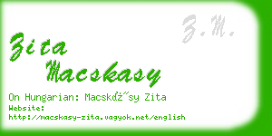 zita macskasy business card